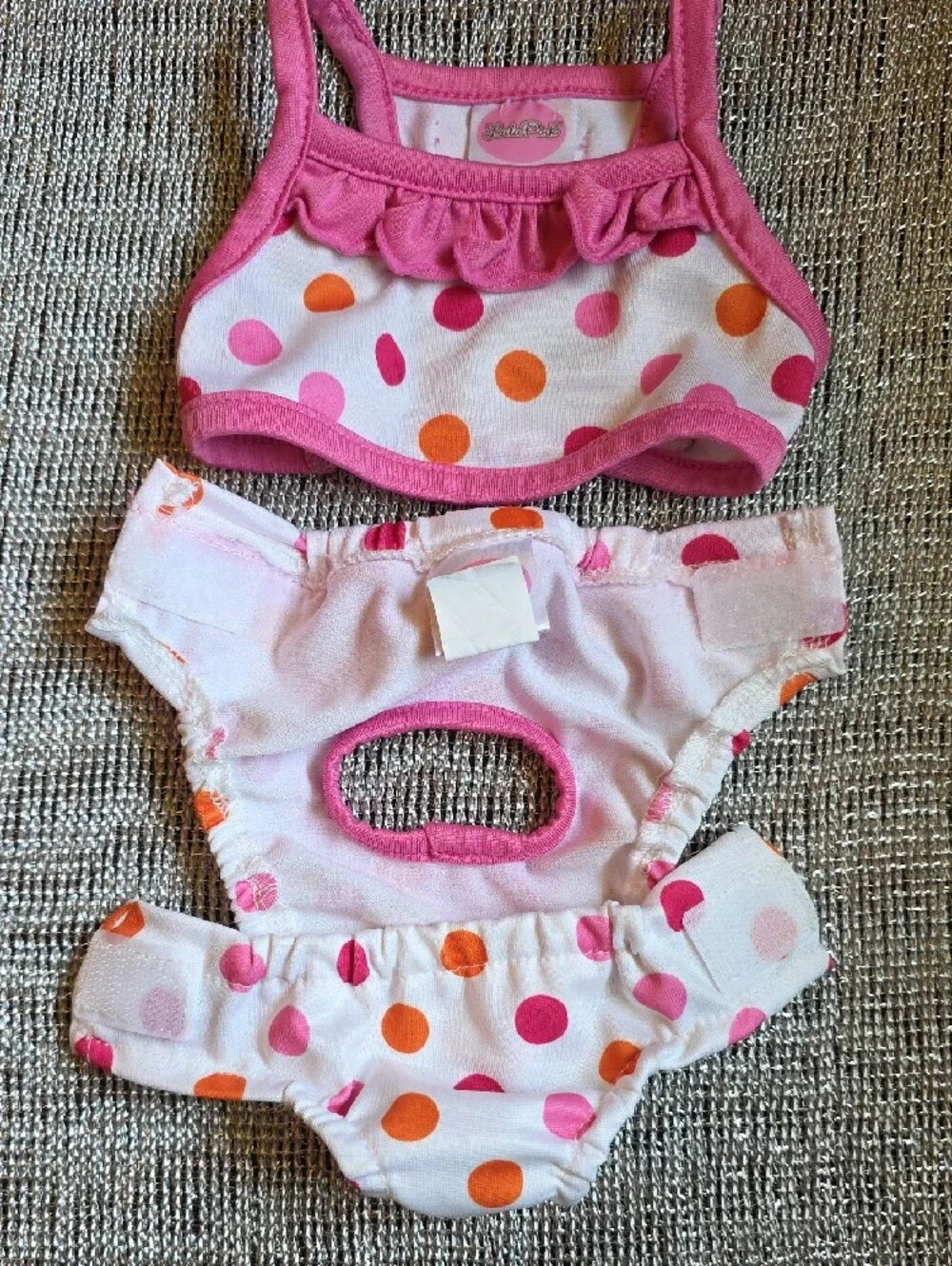 Pink Polka Dot Ruffle Swim Set for Babe Dog